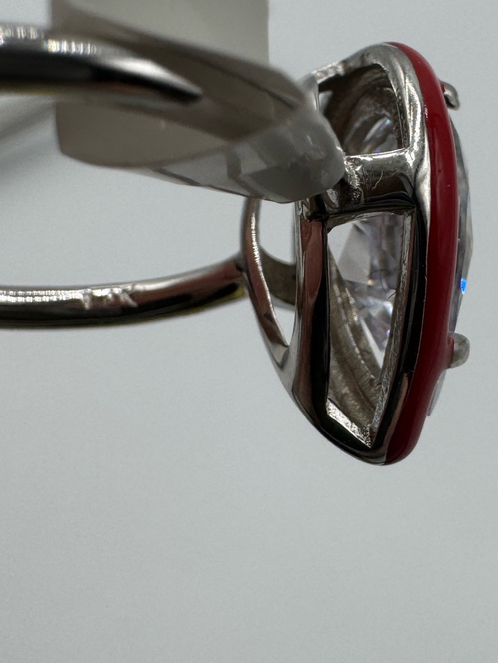 18k 2ct Enamel Pear Cut Ring - Picture 8 of 13